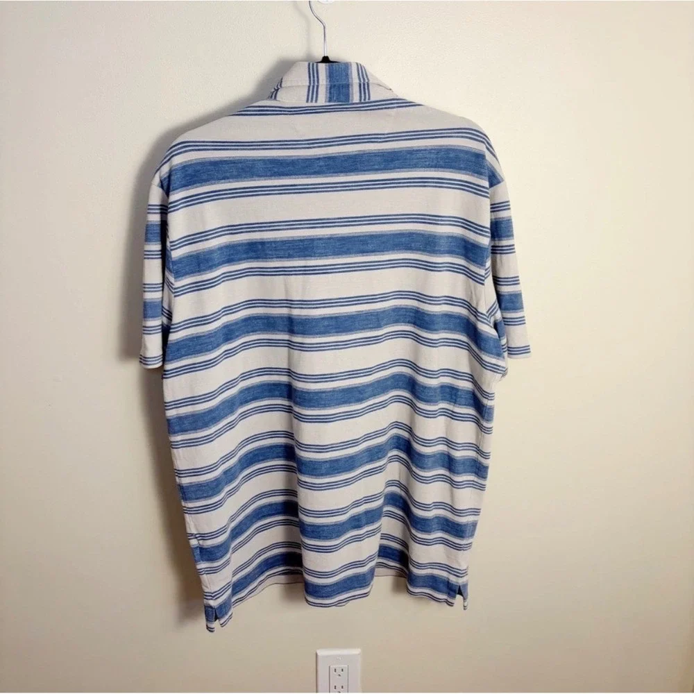 Polo Ralph Lauren Polo Mens L Blue Stripe Classic Fit Pocket Pony Short Sleeve